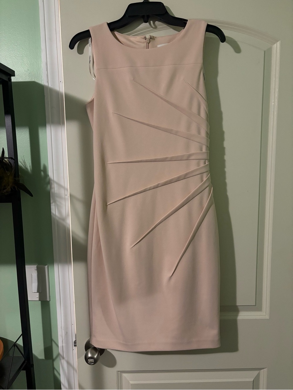 Calvin Klein Starburst Pleated Sleeveless Sheath Dress - Blush Pink